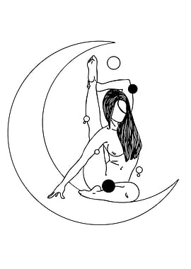 Woman in yoga pose on moon
