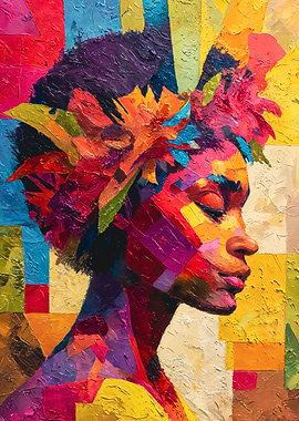 Colorful Abstract Woman Profile Portrait