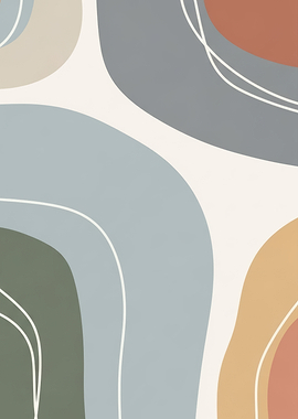 Abstract Organic Shapes with White Lines