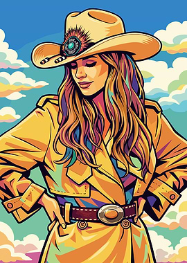 Cowgirl in Yellow Trench Coat