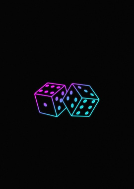 Neon Dice on Black Background