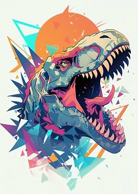 Retro Dinosaur Geometric Art