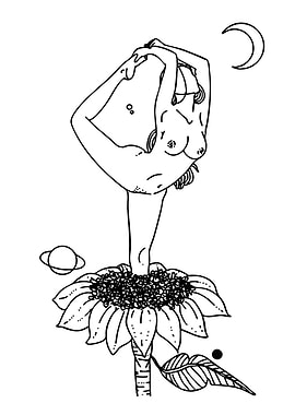 Nude Woman in Yoga Pose on Sunflower