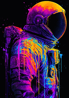 Neon Drip Art Astronaut Profile