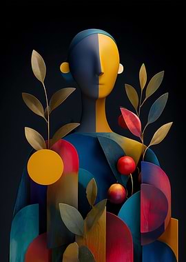 Abstract Figure with Fruit and Leaves