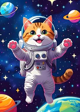 Astronaut Cat in Space