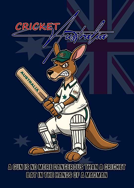 Angry Kangaroo Cricket Player