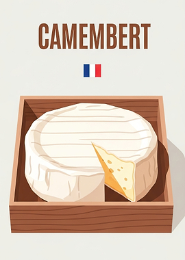 Camembert Cheese with French Flag