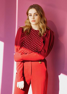 josephine langford in Red Outfit Posing