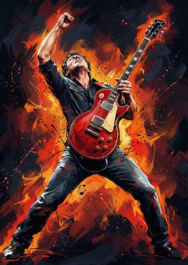 Guitarist playing electric guitar with passion