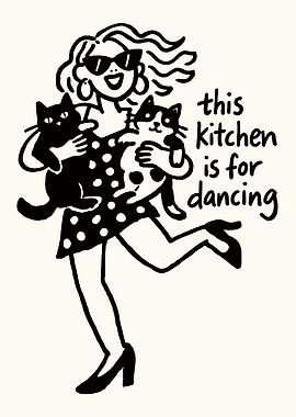 Woman Dancing with Cats
