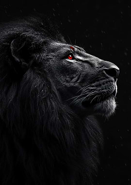 Black Lion with Red Eyes