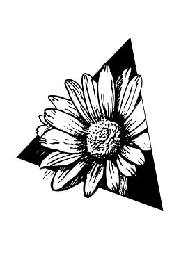 Black and White Daisy in Triangle