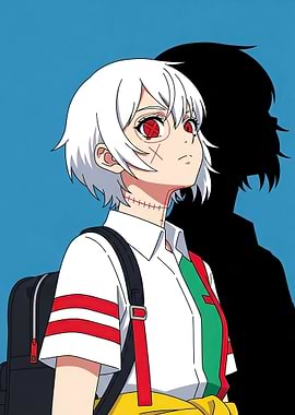 Anime Girl with White Hair and Red Eyes
