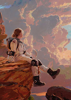 Astronaut on a rocky planet