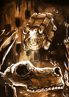 Mechanical Hand Illuminates Skull