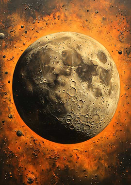 Surreal Moon in Fiery Nebula