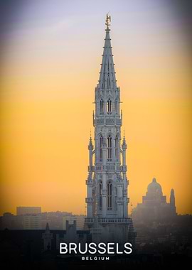 Brussels Cityscape at Sunset