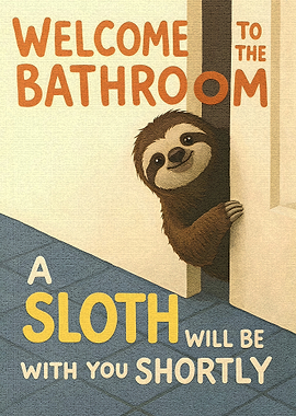 Welcome to the bathroom sloth sign