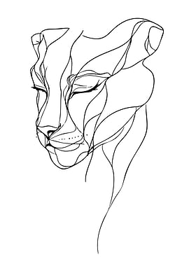 Abstract Lioness Line Art