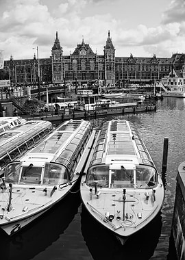 Amsterdam Canal Boats and Station