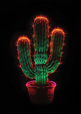Neon Cactus in a Pot