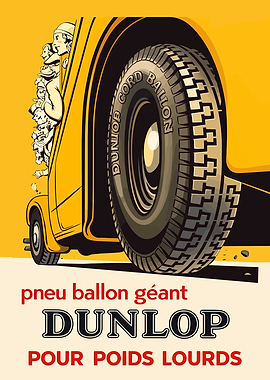 Dunlop Giant Ball Tire Vintage Poster