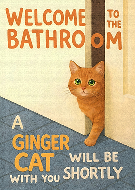Ginger Cat in Bathroom