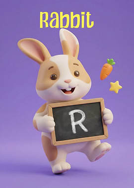Cute Rabbit with Alphabet Board