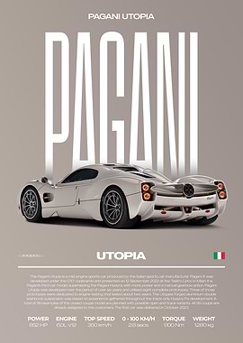 Pagani Utopia Supercar Car Poster