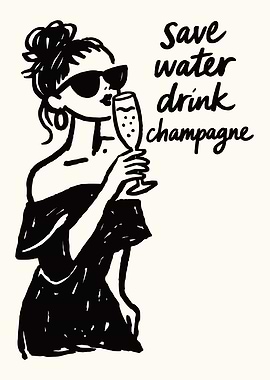 Woman drinking champagne