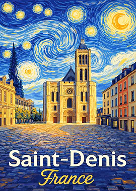 Saint-Denis France Starry Night Painting