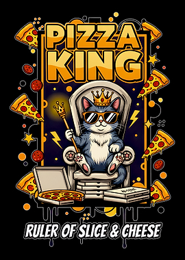Pizza King Cat on Throne
