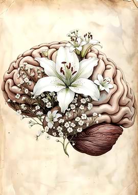 Brain with Flowers