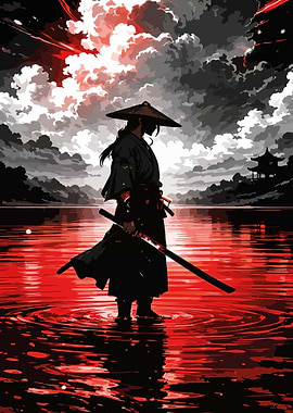 Samurai Standing in sea ​​of ​​blood