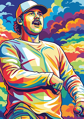 Colorful Portrait of a Man with a Moustache