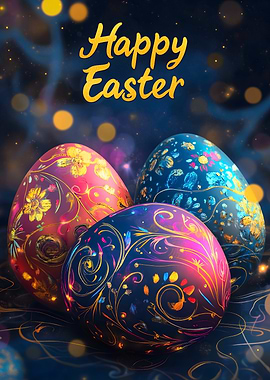 Happy Easter Decorated Eggs