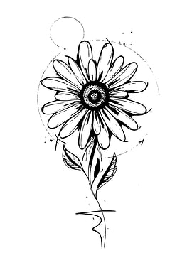 Black and White Daisy Tattoo Design