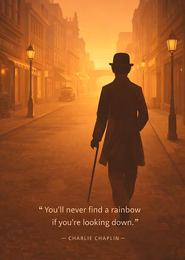 Charlie Chaplin Walking Down a Street