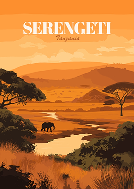 Serengeti National Park Vintage Poster