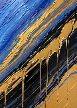 Black and Gold Abstract Wall Art – Luxury Modern Fluid Acrylic Painting, High Contrast Canvas Decor
