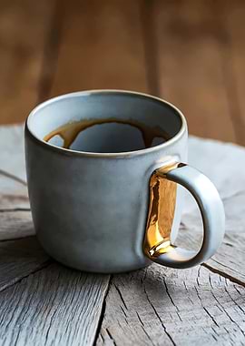 Kintsugi Coffee mug with gold handle