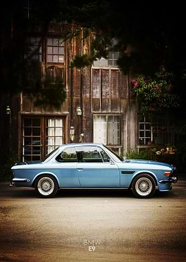 Classic Blue BMW E9 Coupe Poster