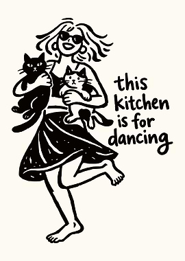 Woman Dancing with Cats
