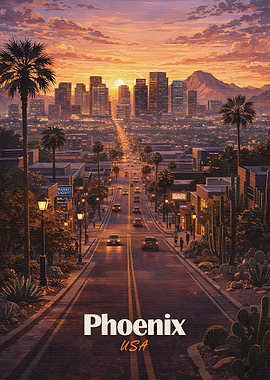 Phoenix Cityscape at Sunset