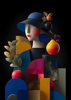 Abstract Fashion Portrait with Fruit