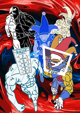 Joker Characters in Abstract Background