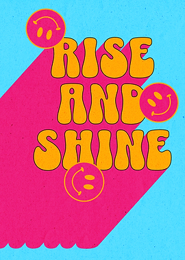Retro Rise and Shine Smiley Face Art