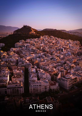 Athens cityscape at sunset