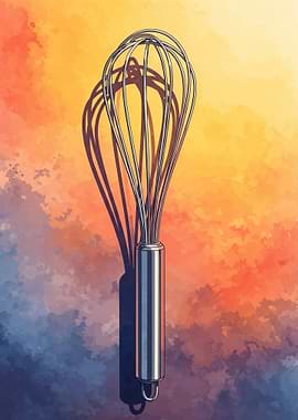 Whisk with Shadow on Colorful Background